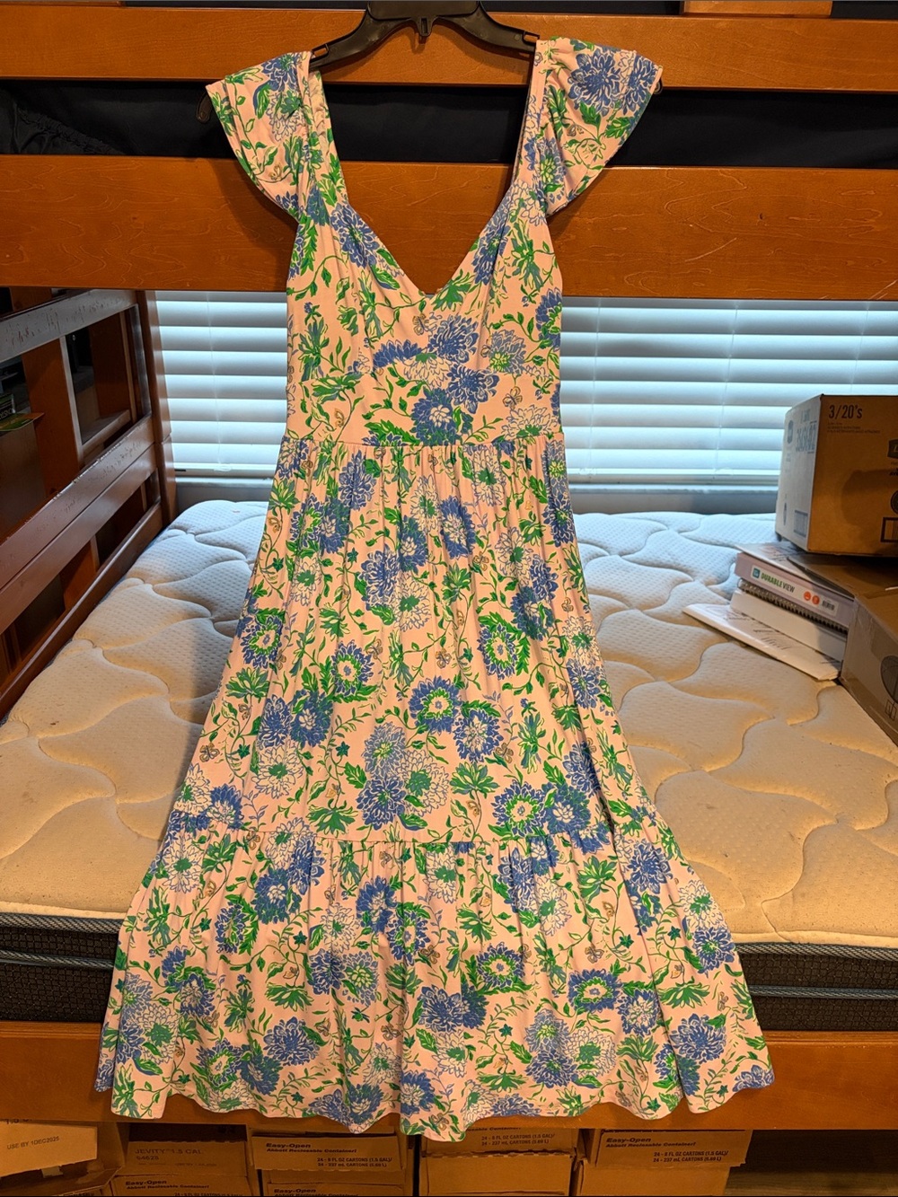 Lilly Pulitzer Floral V-Neck Long Dress in Pink and Blue